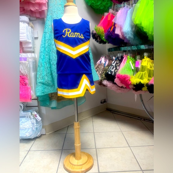 Child Sizes 6-10 Rams Blue & Gold Little Cheerleader Cheerleading Uniform NWT - Picture 1 of 2
